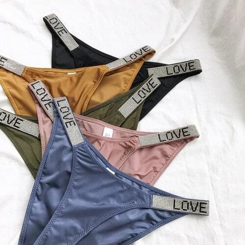 G-String Panties Sexy Underwear Women Thong Female Underpants Lingerie Solid Color Crystal Waist Pantys Girls Intimates Lingerie