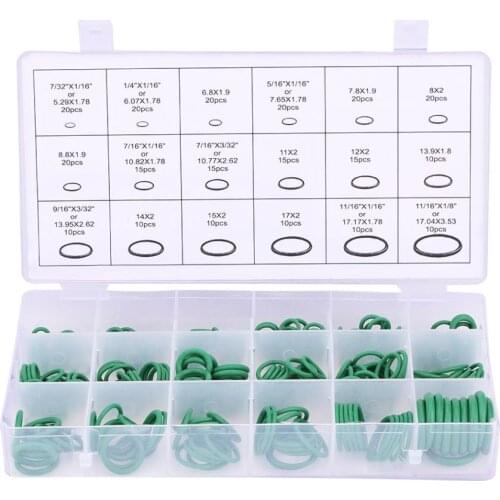 270pcs Green Color Assorted Car Air Conditioning Compressor O-ring Seal Gasket Rubber Washer Seals Car Accessories