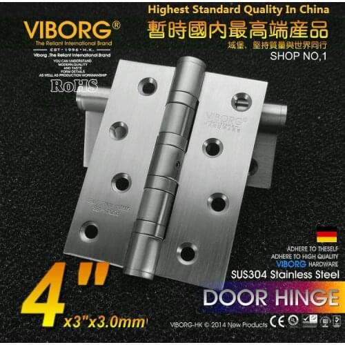 VIBORG Top Quality 4" 304 Stainless Steel Casting Extra-thick Smooth&Quiet Ball Bearing Door Hinges, brushed