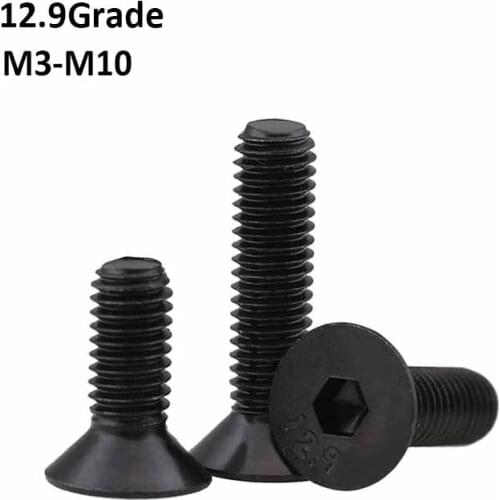 M3 M4 M5 M6 M8 M10 Grade 12.9 Countersunk Head Screw Socket Flat Head Screws Black Hex Hexagon Drive Allen Bolts