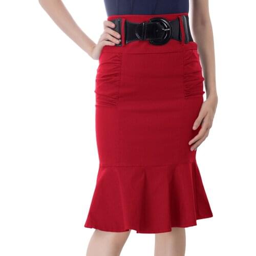 Belle Poque Women skirts business office work wear party Belt sashes Mermaid Hem Hips-wrapped Bodycon Pencil Skirt lady skirts