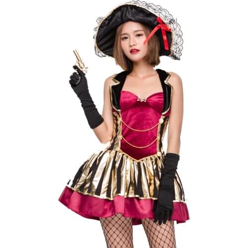 Halloween Costume Female Cosplay Pirate Dress Dress Female Halter Pirate Dress Stage Suit Party Suit