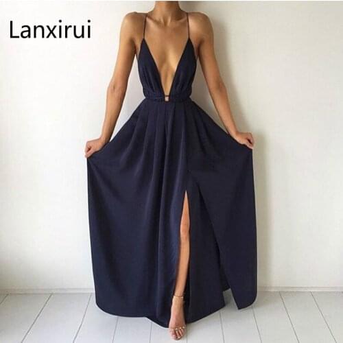 Bandage Dresses Women Chiffon Maxi Dress Sexy Strap Backless V -Neck Crisscross Pleated Vestido De Festa New Whole