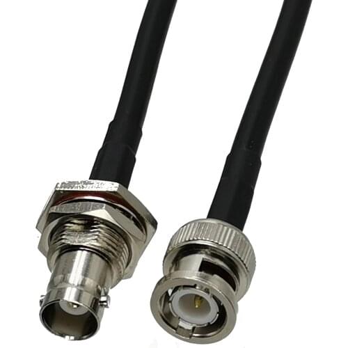 1pcs RG58 BNC Male Plug to BNC Female Jack Bulkhead Nut RF Coaxial Connector Pigtail Jumper Cable New 6inch~5M