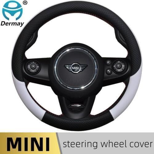 100% DERMAY Brand Leather Car Steering Wheel Cover for MINI Cooper One Clubman Countryman Clubvan Coupe Auto Accessories