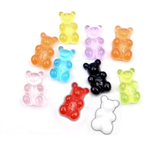 100pcs Gradient Color Gummy Resin Bear Decoration Crafts Flatback Cabochon Embellishments For Scrapbooking Kawaii Accessories