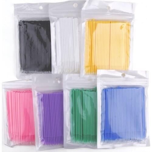 100Pcs/Bag Disposable Microbrush Eyelash Extension Individual Lash Removing Swab Micro Brush Glue Clean Makeup Applicator Tools