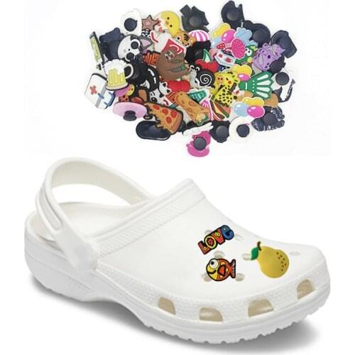 1000PCS Random PVC Shoe Charms Cartoon Accessories Decoration Croc Jibz Fit Bracelets Hole Bag Gift