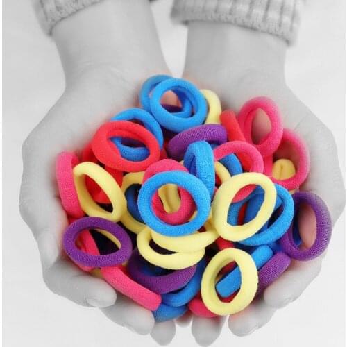 100pcs/lot 3cm Hair Rubber Bands Accessories small Size Wholesale New Fashion Candy Colors Hair Elastics For girl Headwear
