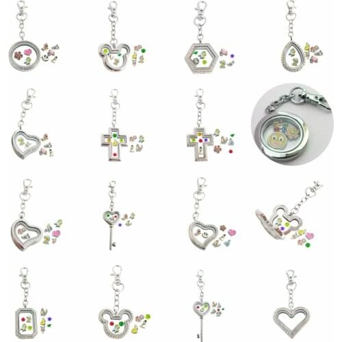 30mm Key Chain Magnetic Floating Living Memory Locket Fit Floating Charms AnniversaryZinc Alloy Gift 10pcs Free Charms Wholesale