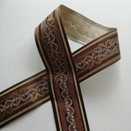 4.5cm 45mm 1-3/4' Floral Golden Filigree Woven Webbing Costume Trim Gradient Lace Laciness Embroidery National Jacquard Ribbon