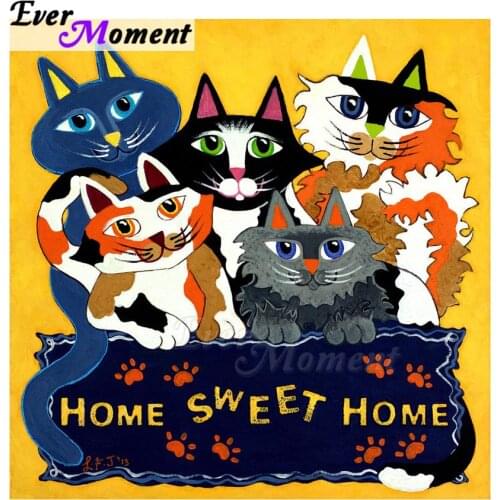Ever Moment Diamond Painting Sweet Cats Mosaic Full Square Drill Picture Of Rhinestone Diamond Embroidery Cross Stitch ASF1388