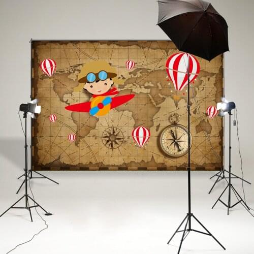 Little Pilot Backdrop Cartoon Aircraft Party Children Birthday Party Photography Background Photo Studio Props baby shower B-926