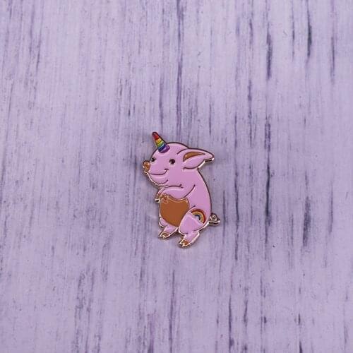 Cute unicorn pig pin rainbow proud brooch pastel LGBT badge