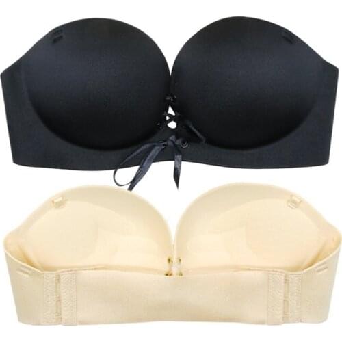 BRZFMRVL Women Backless massage Bra LB Push Up bra Strapless Underwear Deep V Sexy Brassiere Seamless bra finger shaper palm bra