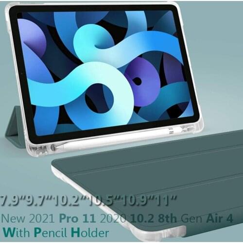 Case for iPad 8th Generation 2020 iPad 7th Gen 2019 Silicone Folio Protective Cover with Pencil Holder A2270/A2428 /A2429 Funda