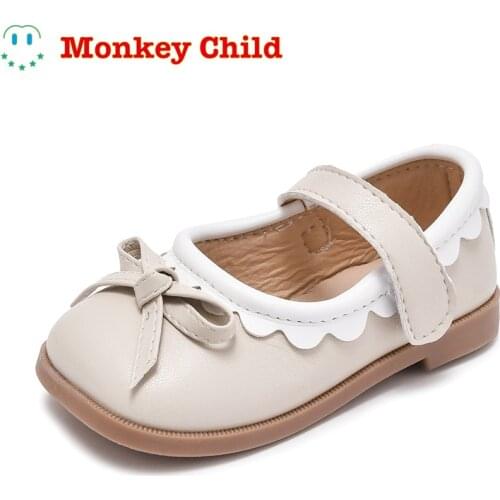 2021 New style Girls Korean version Bow tie Children Baby shoes Spring Autumn Soft bottom Princess shoes