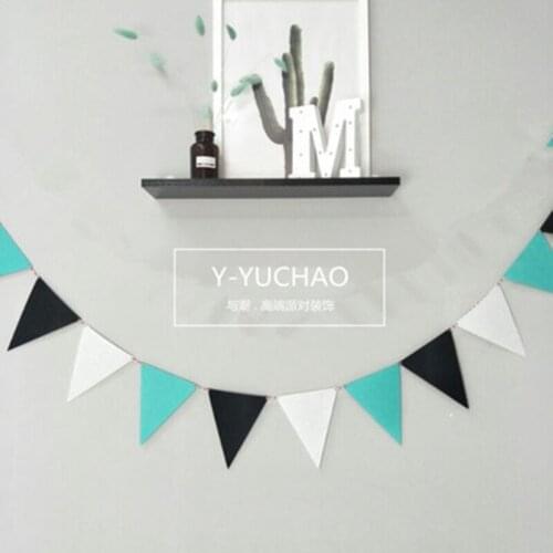 HQ 12Flags Red White Felt Banner Garlands Colorful Birthday Bunting Pennant Wedding Bunting Balloon Party Decoration Supplies