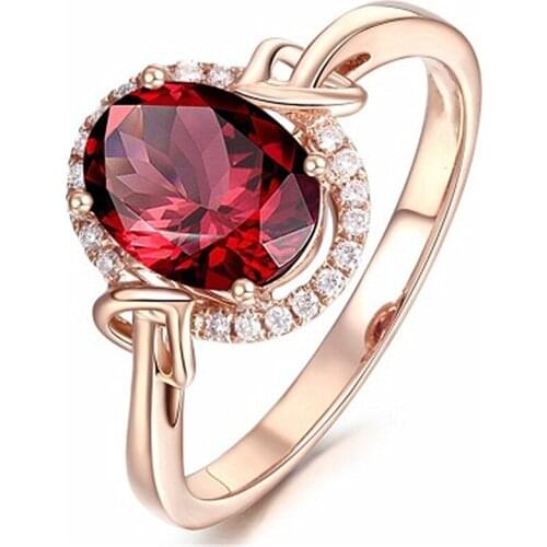 Exquisite Rose Gold Plated Ring Enthusiasm Romantic Red Gems Crystal Ring Bridal Wedding Band Ring Promise Jewelry Gifts