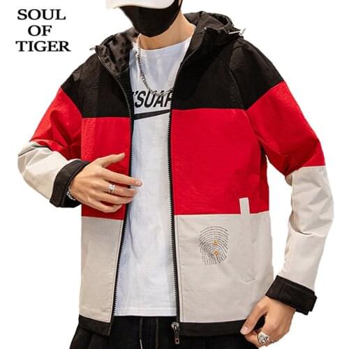SOUL OF TIGER Korean New Designer Spring Streetwear Mens Casual Printed Hooded Jackets Male Vintage Loose Zipper Coats Plus Size