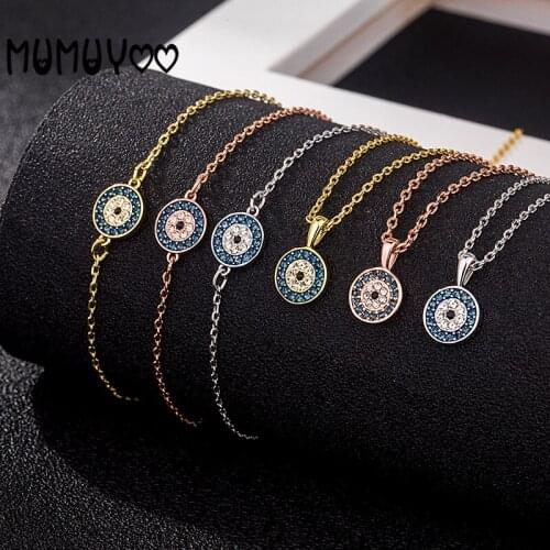 [Hot Sale] High Quality SWA Fashion Charm Round Demon Eye Necklace Bracelet Necklace Blue Eye Women Pendant Clavicle Chain