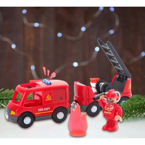 New Fire Truck Magnetic Train Fire Truck Compatible With Brio Wooden Train Track Toys Childrens Toys Gift For Kids Boys Girls