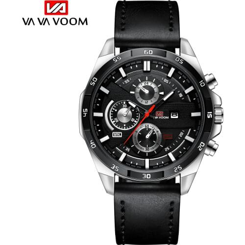 VAVA VOOM New Mens Watches Fashion Business Waterproof Quartz Wrist Watch Men Top Brand Luxury Leather Strap Sport Clock Male