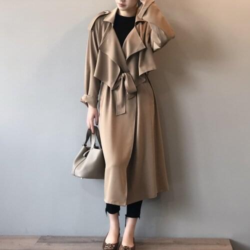 New fashion temperament long windbreaker female loose coat CS014
