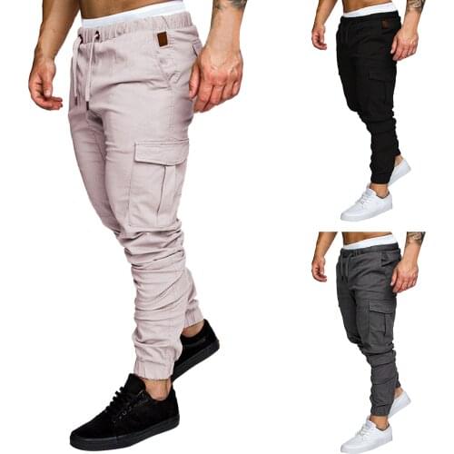 2021 New Male Fitness Trousers Outdoor Sweatpants Mens Solid Color Tooling Multi-pocket Casual 3xl Pants Leggings Trousers