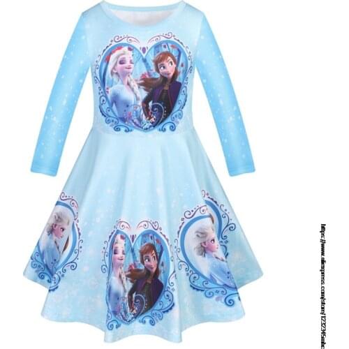 Disney Elsa Dress 2 New Dress Girls Princess Set Christmas Cosplay Anna Birthday Party Long Sleeve Frozen Costume Kids Vestidos
