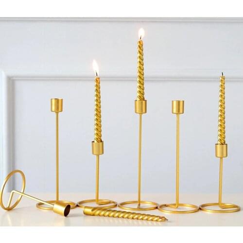 Nordic Metal Candle Holders Iron Decorative Candle Holder Single Head Golden Candlestick Holder Wedding Decoration Home Decor