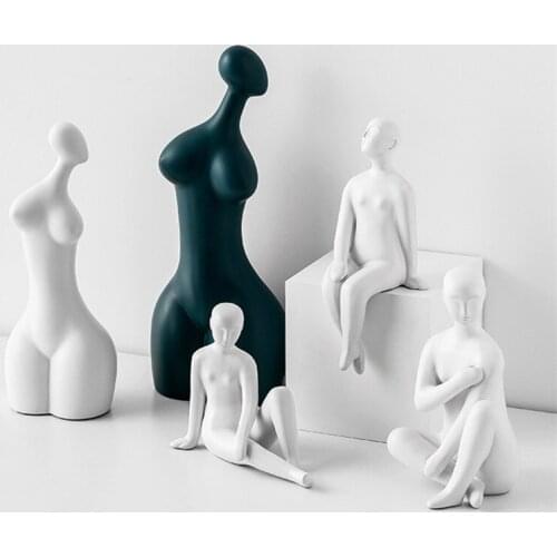 MODERN SIMPLE ABSTRACT HUMAN BODY ARTS CHARACTER FIGURINE SCULPTURE CERAMICS CRAFTS WOMAN FIGURE STATUE HOME DECORATION R2932