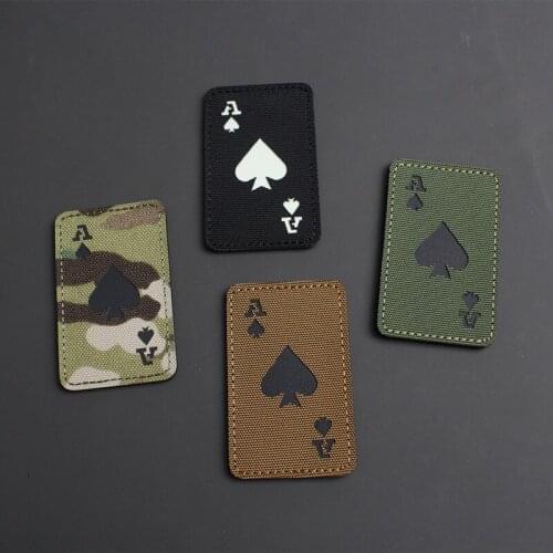 Luminous A Spades Poker Patch Nylon IR Military Punk Death Card Badge Applications For Clothes Backpack Decoration Applique