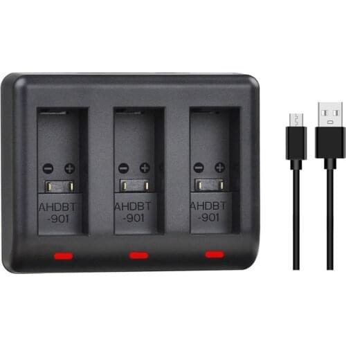 For go pro hero 9 Battery Charger / GoPro Hero 9 Black AHDBT-901 Batteria Triple Slots USB Charger Camera Accessories with Cable
