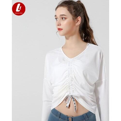 Women Long Sleeve Running Shirts Sexy Exposed Navel Yoga T-shirts Solid Sports Shirts Quick Dry Fitness Gym Crop Tops Sport Wear