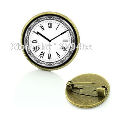 Retro ethnic style time clock brooches see you at time badge Popular timeless unisex pins leisure series essential C 890