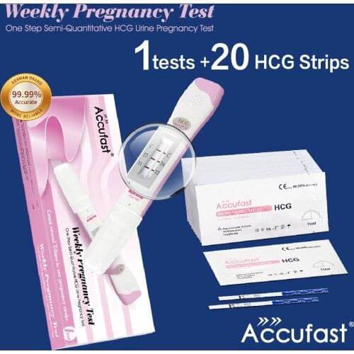 ACCUFAST 1Pcs HCG Pregnancy Test Midstream + 20Pcs HCG Pregnancy Test Strips One Step Semi-Quantitative HCG Urine Pregnancy Test
