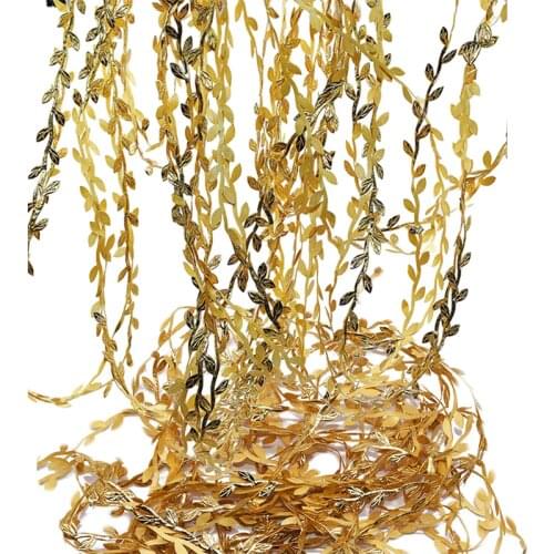 10/20m Gold Silver Silk cloth Artificial fake Plant flower leaves wreath ivy vine home wall flower decorations Flower Garland