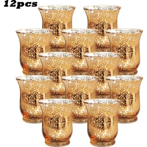 12Pcs/Set Creative Shinning Glass Candle Cup Wind-proof Candlesticks Holder Home Bar Wedding Decoration