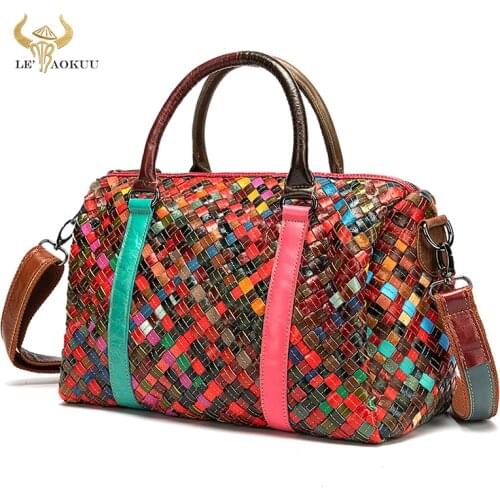 2021 Colorful Quality Leather Famous Luxury Patchwork Large Shopper Purse Handbag Shoulder Bag Women Design Female Tote Bag 9038