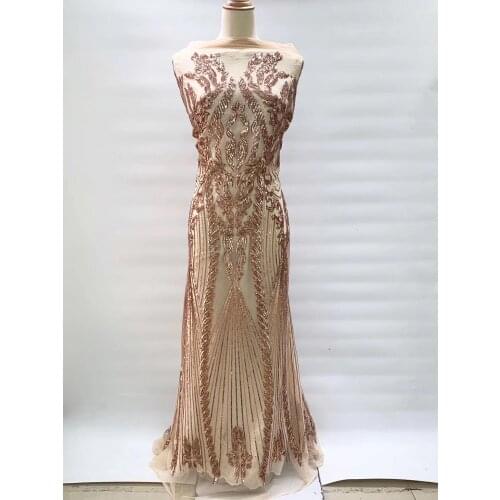 5yards/pc) high quality champagne gold African sequins French net lace fabric 2020 newest with excellent embroidery FJL026