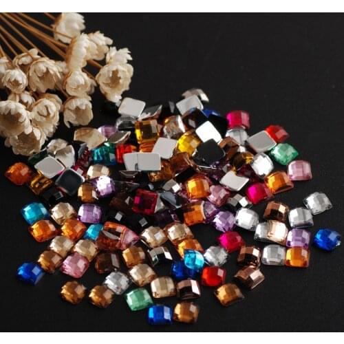 5mm Sizes Acrylic Rhinestones Square Shape Crystal Colors Flat Back Nail Rhinestone 3D Face Decorations Face Gems DIY Tool