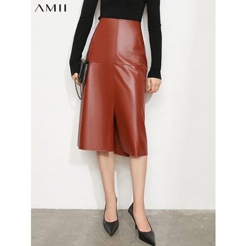 Женские кожаные юбки Amii China At AliExpress