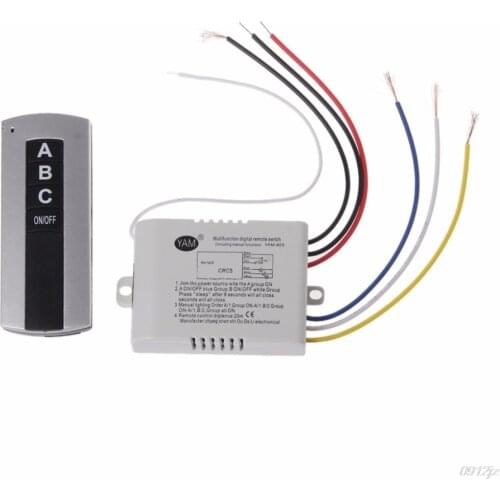Wireless 3 Channel ON/OFF Lamp Remote Control Switch Receiver Transmitter New Drop ship LS'D Tool