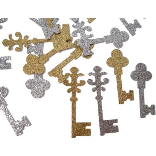 Glitter Vintage Keys Confetti Baby Shower Decorations birthday wedding bridal partyTable decor scrapbook fsvors