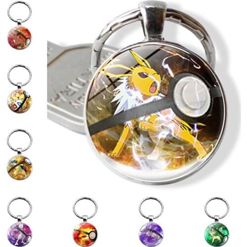 Pikachu Keyring Chain Pokemon Pokeball Key Chain Go Keychain Mega Creative Chaveiro Gift Vaporeon Pokemon Vulpix Dome Absol