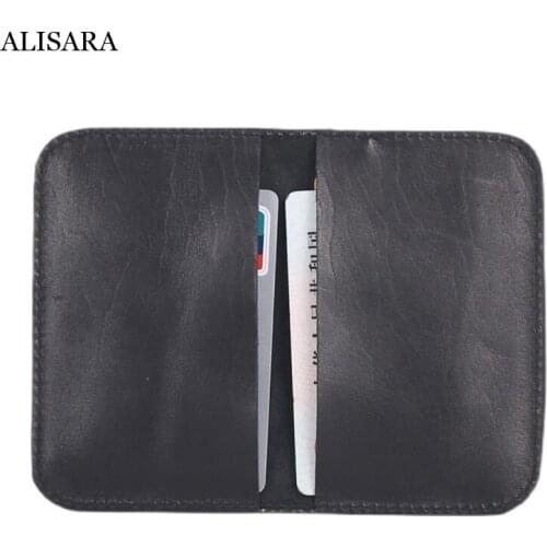 Alisara Simple Credit Card Case First Layer Cow Leather High Quality Mini Storage ID Bus Card Bag Casual Small Business Card Bag