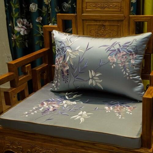 DUNXDECO Cushion Cover Decorative Pillow Case Modern Chinese Traditional Country Style Flora Plants Luxury Embroidery Coussin
