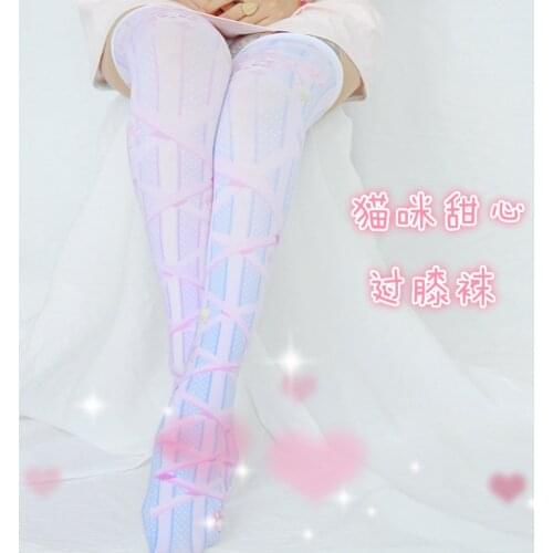 Sweatheart Cat Different Color Cute Womens Harajuku Over-knee Stockings Velvet Thigh High Lolita Long Stockings