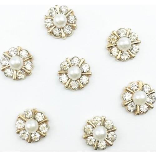 Prajna 1.2x1.2cm Flower Pearl Rhinestones Applique Mesh Sewing Crafts Wholesale DIY Hair Decoration Jewelry Sewing Accessories